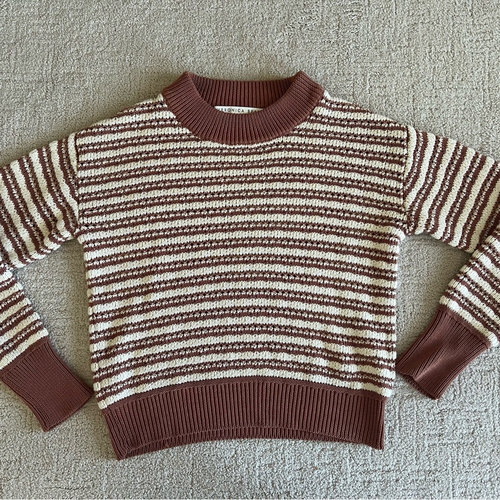 Veronica Beard Striped Cropped Sweater